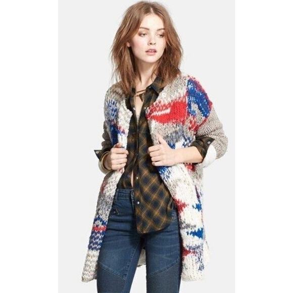 Vintage Free People Fireworks Chunky Cardigan, Size Large - Picture 2 of 8